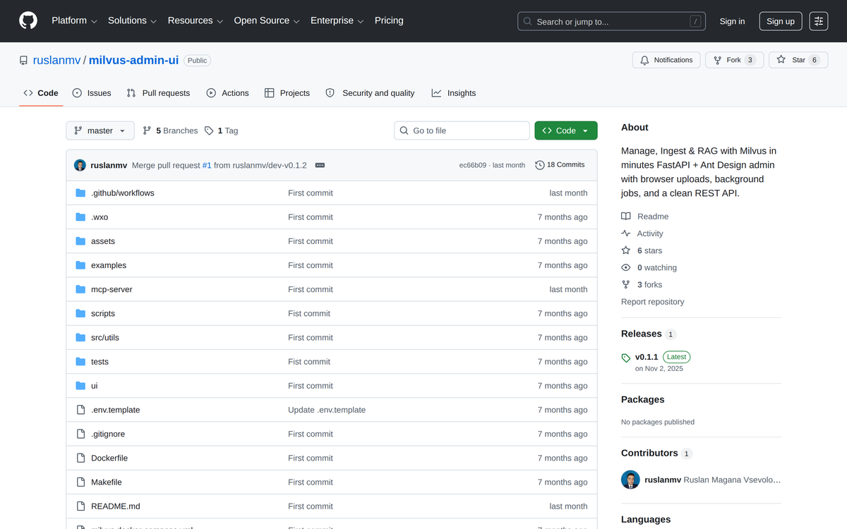 Milvus Admin UI