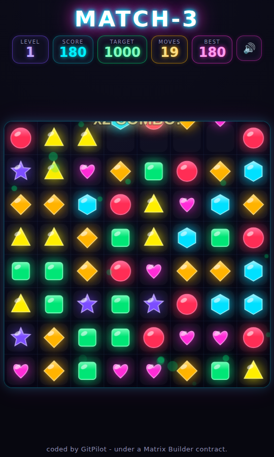 Neon Match-3 gameplay