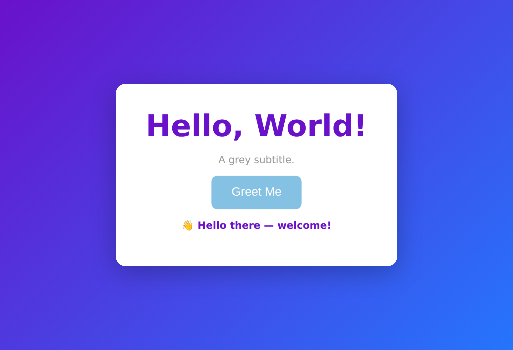 The generated Hello World website