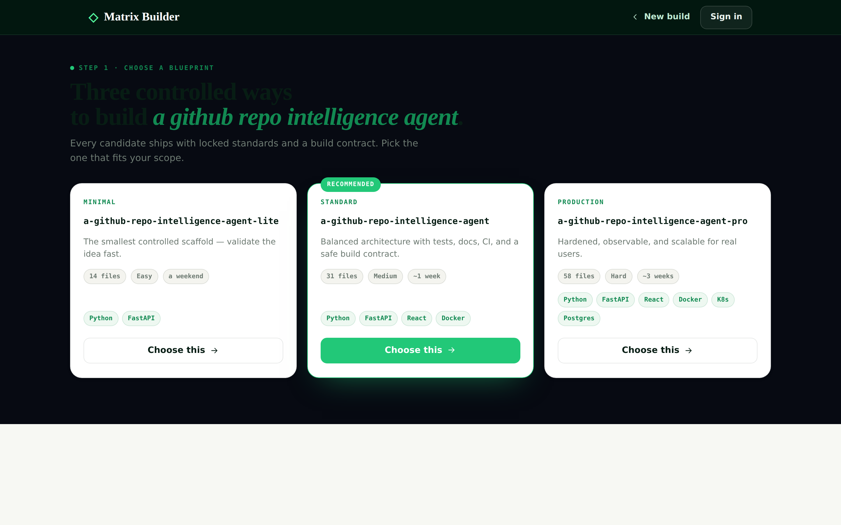 Matrix Builder candidate proposals
