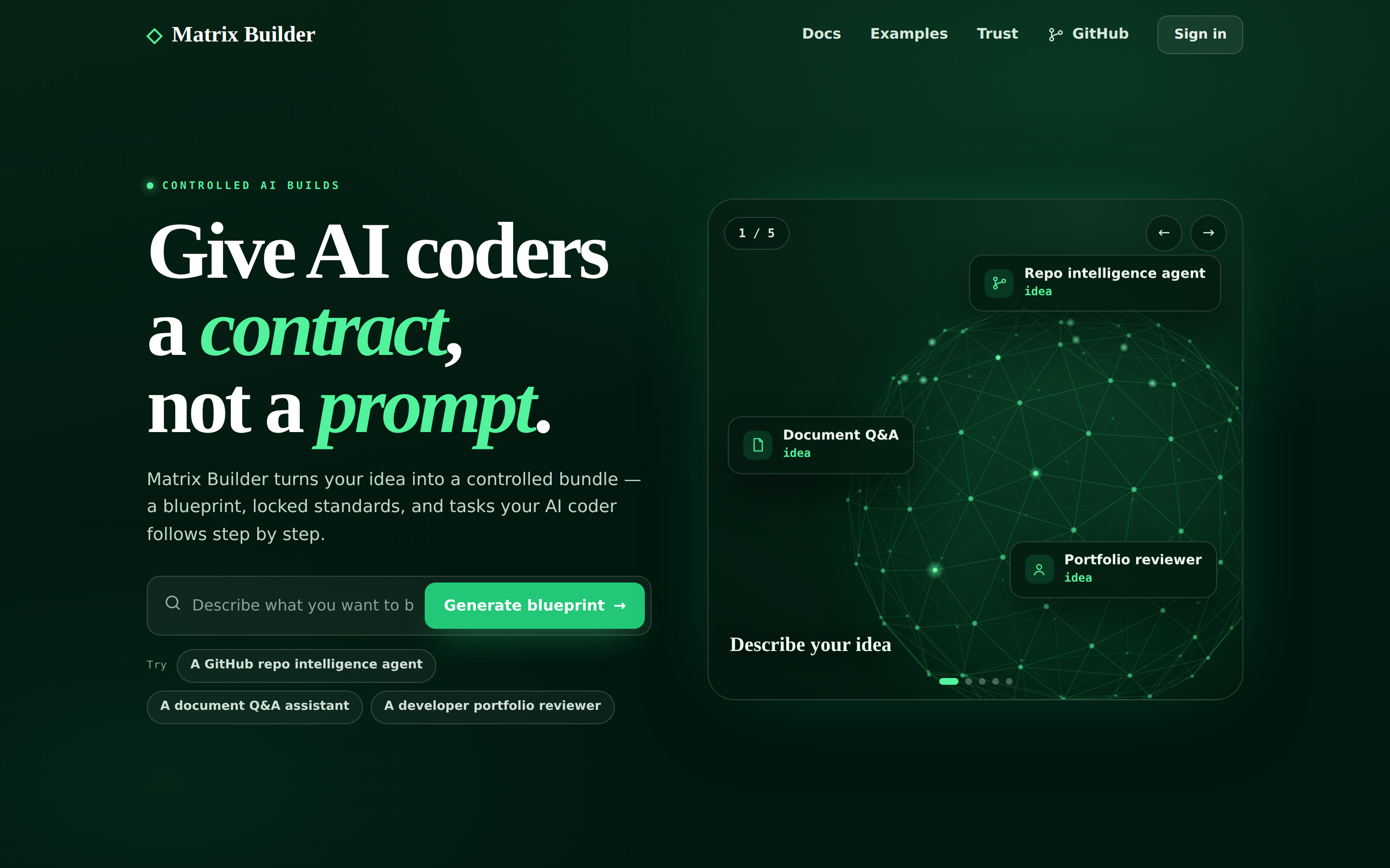 Matrix Builder — give AI coders a contract, not a prompt